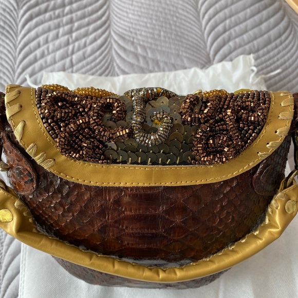 Python Sabbatha Rahzuardi 'MENTAWAI COLONIAL GOLD' genuine couture bag OOAK - Picture 10 of 13